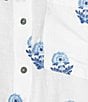 A Loves A Woven Floral Embroidered Point Collar Button Front Long Sleeve Coordinating Shirt, Color:White/Blue - Image 5