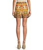 A Loves A Woven Floral Print Linen Blend High Rise Pleated Front Trouser Coordinating Shorts, Color:Sunflower Multi - Image 2