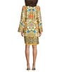A Loves A Woven Floral Print Mandarin Collar Long Bell Sleeve Tie Waist Mini Shirt Dress, Color:Sunflower Multi - Image 2