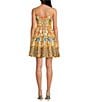 A Loves A Woven Floral Print Spaghetti Strap Smocked Tiered A-Line Babydoll Mini Dress, Color:Sunflower Multi. - Image 2