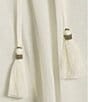 A Loves A Woven Lace Adjustable Tassel Off the Shoulder Neck Long Balloon Sleeve Coordinating Blouse, Color:Ivory - Image 4
