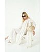 A Loves A Woven Lace Adjustable Tassel Off the Shoulder Neck Long Balloon Sleeve Caftan Maxi Dress, Color:Ivory - Image 6