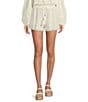 A Loves A Woven Lace High Rise Tassel Drawstring Coordinating Shorts, Color:Ivory - Image 1