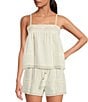 A Loves A Woven Lace Straight Neck Sleeveless Spaghetti Strap Flounce Coordinating Camisole Top, Color:Ivory - Image 1