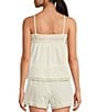 A Loves A Woven Lace Straight Neck Sleeveless Spaghetti Strap Flounce Coordinating Camisole Top, Color:Ivory - Image 2