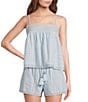 A Loves A Woven Lace Straight Neck Sleeveless Spaghetti Strap Flounce Coordinating Camisole Top, Color:Pale Blue - Image 1