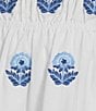 A Loves A Woven Paisley Embroidery Square Neck Spaghetti Strap Smocked Bodice Tiered A-Line Flounce Mini Dress, Color:White/Blue - Image 3