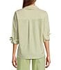 A Loves A Woven Pinstripe Point Collar Button Front Long Sleeve Shirt, Color:Antique Jade - Image 2