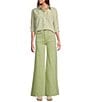 A Loves A Woven Pinstripe Point Collar Button Front Long Sleeve Shirt, Color:Antique Jade - Image 3