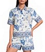 A Loves A Woven Printed Collared Short Sleeve Button Front Coordinating Shirt - Image 1