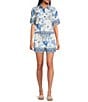 A Loves A Woven Printed Collared Short Sleeve Button Front Coordinating Shirt - Image 3