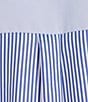 A Loves A A Loves A Woven Ric Rac Trim Stripe Point Collar Scallop Hem Button Front Coordinating Shirt, Color:Blue/White - Image 4