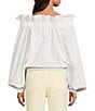 A Loves A Woven Ruffle Collar Split V-Neck Flutter Cap Sleeve Cropped Blouse - Image 2