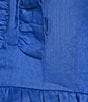 A Loves A Woven Ruffle Collar Split V-Neck Flutter Cap Sleeve Cropped Blouse, Color:Cobalt Blue - Image 4