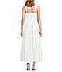 A Loves A Woven Square Neck Sleeveless Straps Drop Waist Smocked Backing Ruched Sides A-Line Maxi Dress, Color:White - Image 2