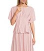 A.Ren Aurelia Round Neck Short Sleeve Pleated Coordinating Top - Image 1