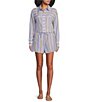 A.Ren Bryce Striped Button Down Collar Neck Long Sleeve Coordinating Woven Shirt Top - Image 3