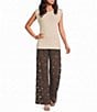 A.Ren Chantilly Lace Flared Leg Pull-On Pants - Image 3