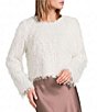 A.Ren Halle Fringe Feathered Round Neck Long Sleeve Top - Image 1