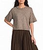 A.Ren Lynne Round Neck Short Sleeve Sweater Knit Top - Image 1