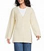 A.Ren Olive V-Neck Long Sleeve Button Front Sweater Knit Cardigan Top - Image 1
