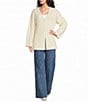 A.Ren Olive V-Neck Long Sleeve Button Front Sweater Knit Cardigan Top - Image 3