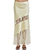 A.Ren Sabrin Asymmetrical Lace Design Coordinating Satin Midi Skirt - Image 1