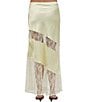 A.Ren Sabrin Asymmetrical Lace Design Coordinating Satin Midi Skirt - Image 2