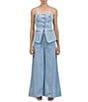 A.Ren Sainte Coordinating Denim Wide Leg Flared Back Zip Pants - Image 4