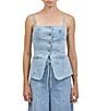 A.Ren Sainte Square Neck Sleeveless Button Front Coordinating Denim Top - Image 1