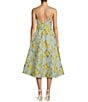 Color:Blue/Yellow - Image 2 - Annabelle Floral Sqaure Neck Sleeveless Side Pocket Belted High-Low A-Line Dress