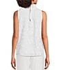 Color:White 3D - Image 2 - Barbara Ruffle Mock Neck 3D Floral Detail Sleeveless Top