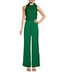 Abbey Glass Barbara Ruffle Mock Neck 3D Floral Detail Sleeveless Top, Color:Green - Image 3