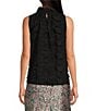Abbey Glass Barbara Ruffle Mock Neck 3D Floral Detail Sleeveless Top, Color:Black - Image 2