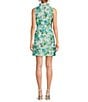 Abbey Glass Betty Ruffle Mock Neck Tie Waist Floral Print Mini Shift Dress, Color:Tropical Organza - Image 2
