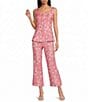 Abbey Glass Blair Coordinating Cropped Flare Hem Jacquard Pants - Image 3