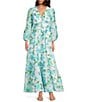 Abbey Glass Brooke Floral Long Sleeve V-Neck Maxi Dress, Color:Tropical Organza - Image 1