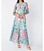 Abbey Glass Brooke Watercolor Floral Long Sheer Sleeve V-Neck Maxi Dress, Color:Organza Bloom - Image 4