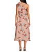 Abbey Glass Caroline Asymmetrical Neck Sleeveless Bow One Shoulder Bow Organza Jacquard Pocketed A-Line Dress, Color:Pink Plumeria - Image 2