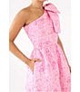 Color:Pink Bubble - Image 5 - Caroline Asymmetrical Neck Sleeveless Bow One Shoulder Bow Jacquard Pocketed A-Line Gown