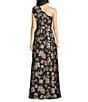 Abbey Glass Caroline Organza Floral Jacquard Asymmetrical Neck Sleeveless Bow One Shoulder Bow Pocketed A-Line Gown, Color:Black Organza - Image 2