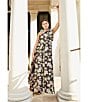 Abbey Glass Caroline Organza Floral Jacquard Asymmetrical Neck Sleeveless Bow One Shoulder Bow Pocketed A-Line Gown, Color:Black Organza - Image 4