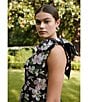Abbey Glass Caroline Organza Floral Jacquard Asymmetrical Neck Sleeveless Bow One Shoulder Bow Pocketed A-Line Gown, Color:Black Organza - Image 5