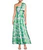 Abbey Glass Caroline Organza Floral One Shoulder Gown, Color:Green Abstract - Image 1