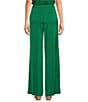 Color:Green Crepe - Image 2 - Carter Stretch Crepe Wide Leg Flat Front Thick High Waistband Trouser Pants