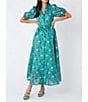 Abbey Glass Charlotte Floral Print Short Sleeve V-Neck Fit and Flare Dress, Color:Green Organza - Image 6