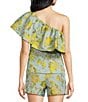 Color:Blue/Yellow - Image 2 - Clementine Floral Ruffle One Shoulder Coordinating Top
