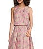 Abbey Glass Coordinating Ava Jacquard Scoop Neck Sleeveless Cropped Top, Color:Pink Paradise - Image 1