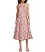 Abbey Glass Coordinating Ava Jacquard Scoop Neck Sleeveless Cropped Top, Color:Pink Paradise - Image 3