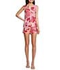 Abbey Glass Coordinating Penny Jacquard Retro Print Trouser Shorts, Color:Pink Retro - Image 3